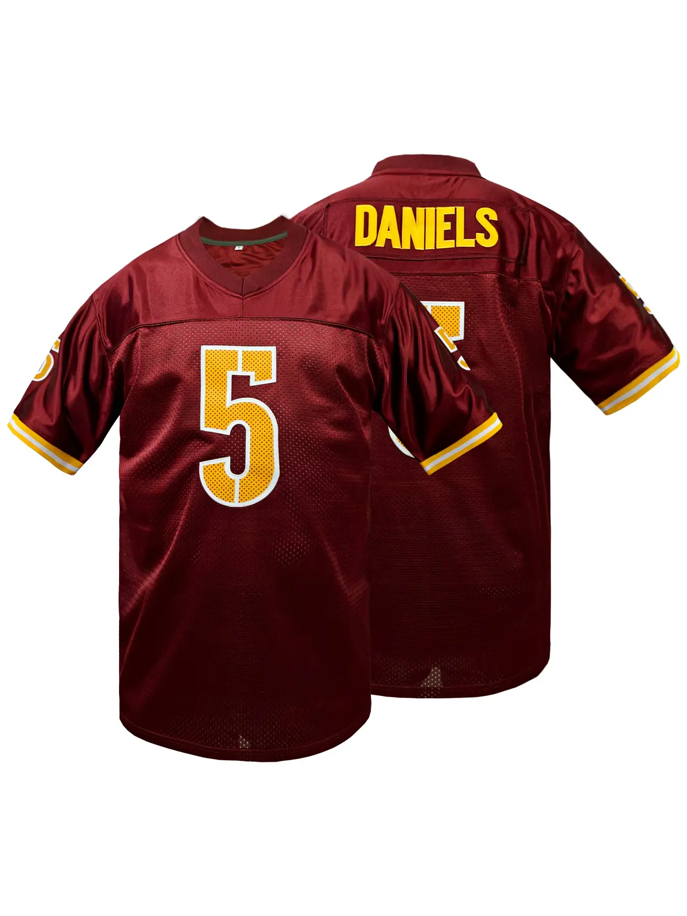 Men's Stitched Football Jersey,V Neck Short Sleeve Washington Football T-Shirt, Sports Tees, Loose-Fit Breathable Mesh Top for Training & Games, All Season Casual Wear Unisex Design, Athletic Workout Tops