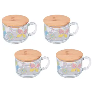 Temp-tations Seasonal Set of (4) 16-oz Glass Lidded Mugs