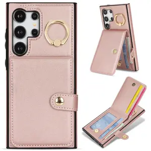 Leather Phone Case with Card Holder, Card Slot and Ring Buckle, Compatible with Samsung Galaxy A56, A36, A15, A53, A16, A54, A17, A55, A26, A14, A57, A35, All-in-one design with card slots for card storage, shockproof protective cover