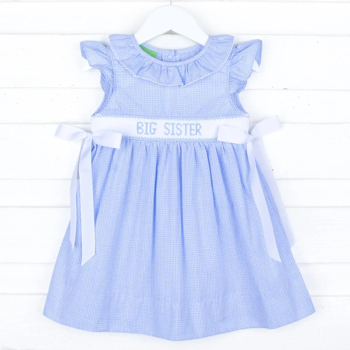 Big Sister Blue Gingham Beverly Dress for Girls - Sweet Sibling Photo Outfits