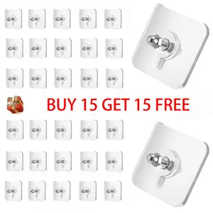 BUY 15 GET 15 FREE 30PCS No-Drill Self-Adhesive Traceless Picture Hangers - Strong Hold Hooks for Photos, Posters, Frames on Walls Organiser Hangable