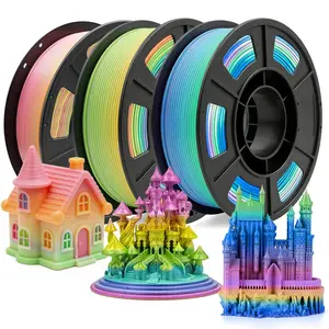 Silk PLA 3D Printer Filament Bundle 1.75mm, Multicolor Gradient, Compatible with Most Fdm 3D Printers, 3 Rolls X 250g Each