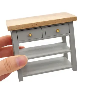 DIY Dollhouse Miniature Wooden Side Table with 2 Drawers and Open Shelf Multicolor Micro Furniture for Teens Adults 14 Plus Durable Storage Organizer Christmas New Year Doll Accessories Gift