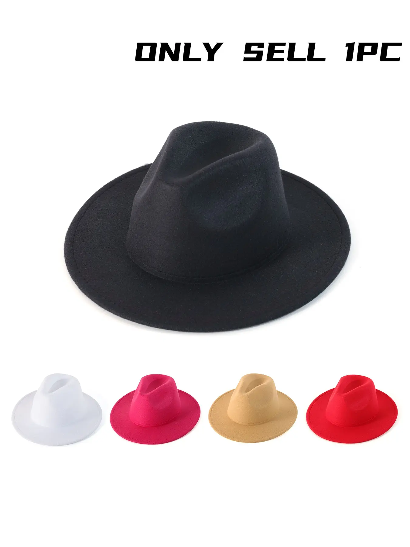 1PC classic wide-brimmed felt baseball cap for both women and men, a Premium hat, a retro Panama hat, a Casual hat, an elegant party dress hat. Available in multiple colors, suitable for daily dancing occasions and weddings.