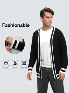 Alimens&Gentle Unisex Contrast Color Cardigan Sweater for Fall and Winter