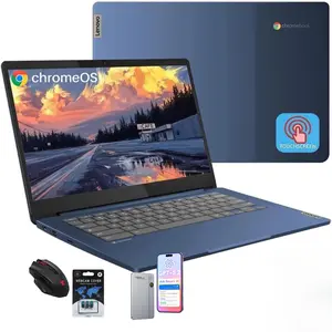 Lenovo 2026 Slim 3 Chromebook Laptop - 14" FHD Touch Screen for Student Business, 8-Core MediaTek 520 Processor, up to 16GB RAM, 64GB EMMC+128GB Micro SD, 13.5 H of Use, Wi-Fi 6, Chrome OS,Bundle Accessory
