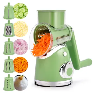 SUSTEAS Green 6-in-1 Cheese Grater - Non-Slip Base Kitchen Utensils with Ice Crusher & Guard