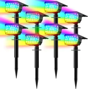 Solar Color Changing Spot Lights Outdoor, Solar Christmas Lights with 7 Modes, Multicolor RGB Landscape Spotlights for Garden Yard Driveway Decoration