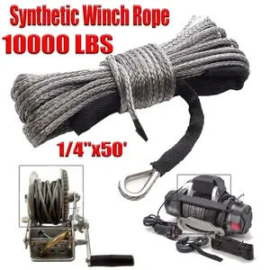1/4"x50' 10000LBS Synthetic Winch Rope Line Recovery Cable ATV UTV 4X4 w/ Sheath