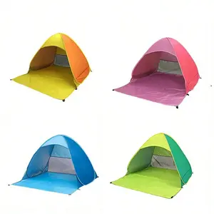 Portable Ultra-Light Beach Shelter Tent for 2-3 People with UV Protection Carrying Bag & Fixing Poles Ideal for Family Beach Days Garden Relaxation or Camping Adventures