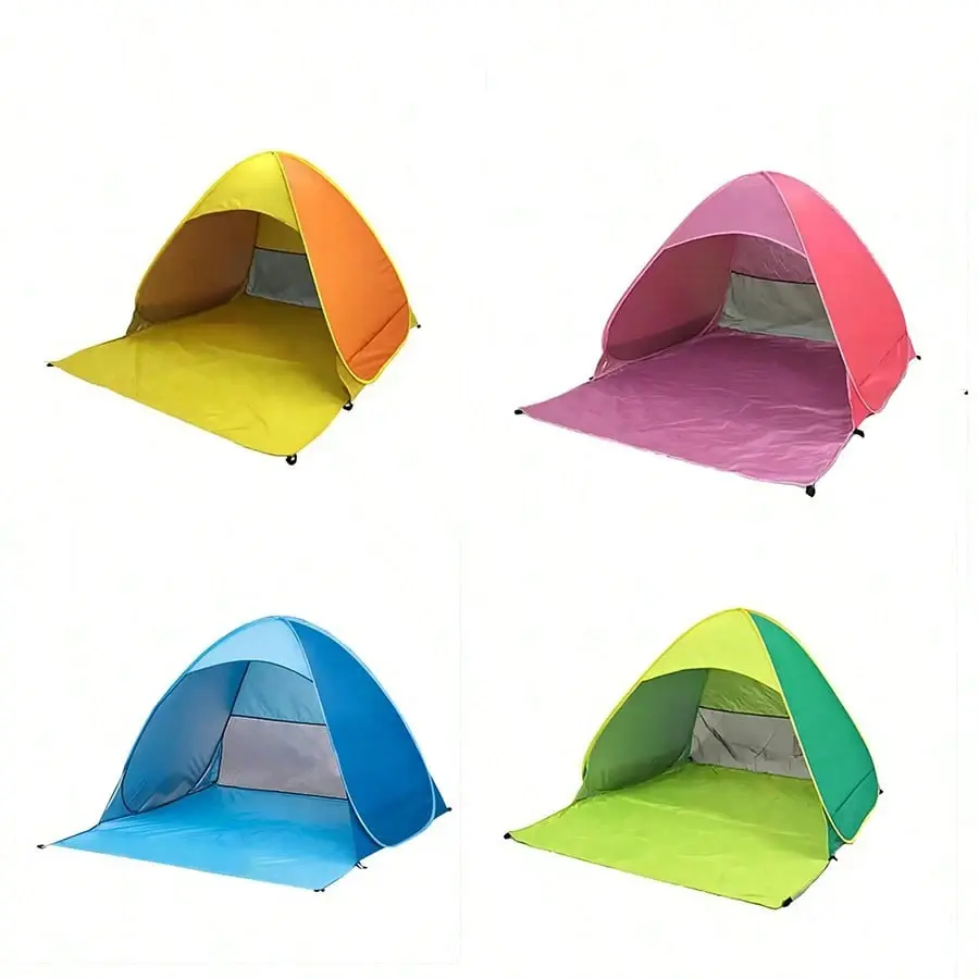 Portable Ultra-Light Beach Shelter Tent for 2-3 People with UV Protection Carrying Bag & Fixing Poles Ideal for Family Beach Days Garden Relaxation or Camping Adventures