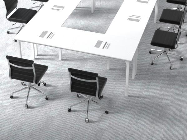 Okeysen Conference Room Table Set of 2, Modern Office Meeting Table, Rectangle Meeting Seminar Desk for Boardroom, Long Business Tables (White, 55.12"x23.62"x29.53")