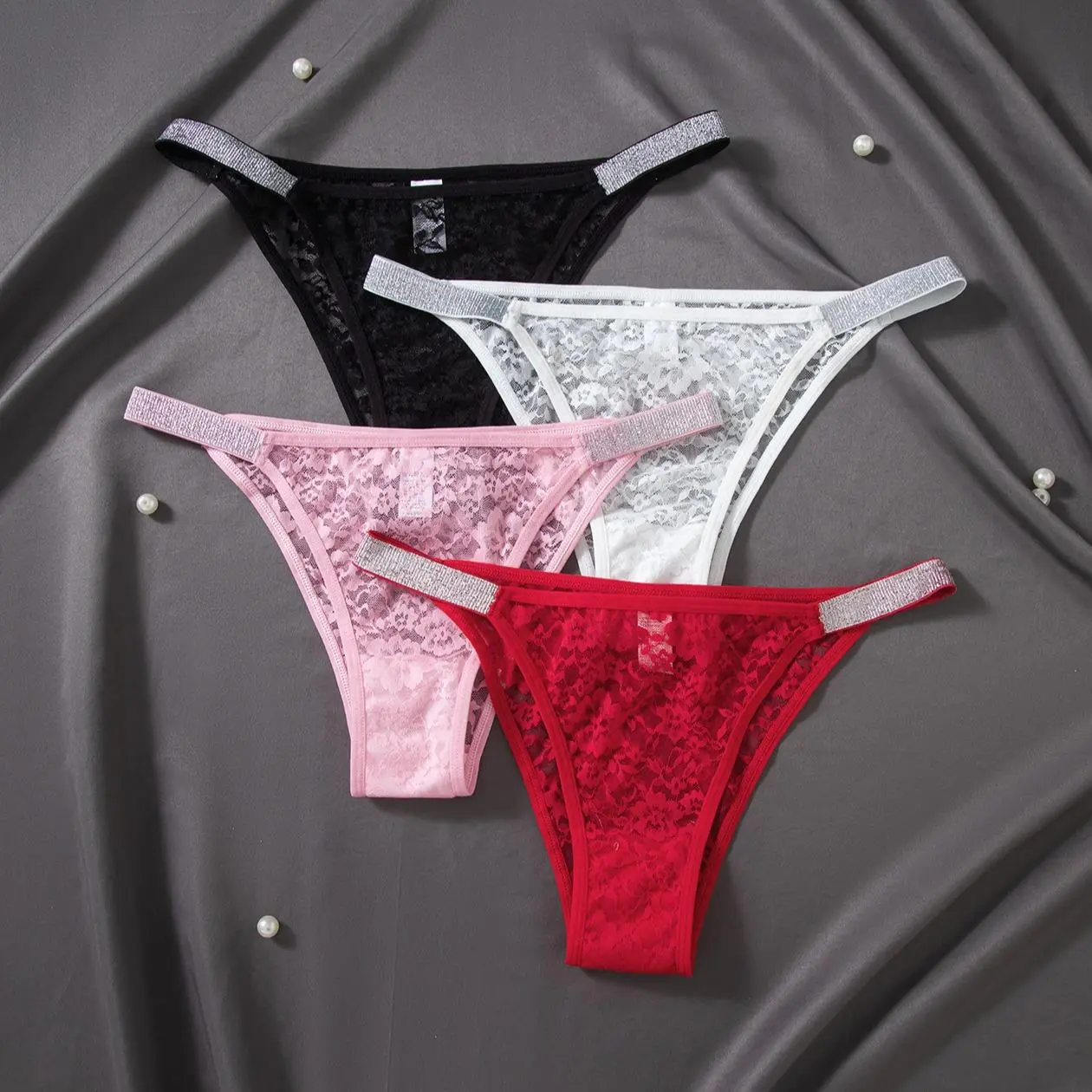 Esselegance 1&4 Pack Soft Floral Lace Panties Stretchy Breathable Underwear Women Comfy Bikini Briefs Sexy Cute Lingerie Set for Daily Wear