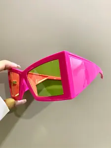 Punk Large Frame Glasses Cool, Fashion Decorative Eyeglasses Wide Frame Legs, Men and Women