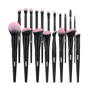 Pink and Black 18 Piece Makeup Brush Set - Cruelty-Free Oval Brushes for Flawless Application & Ethical Beauty Practices
