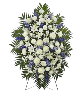 Shop Elegant Blue & White Funeral Standing Spray
