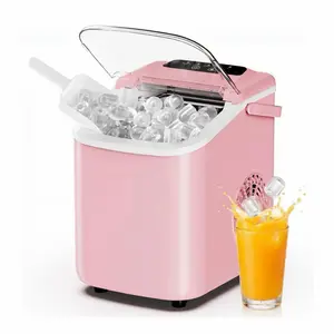 EKD Ice Maker Countertop, Ice Machine with Portable Handle, Basket and Scoop, 26lbs Daily, 9 Bullet Cubes in 6~8 Mins, Auto-Cleaning for Home, Kitchen, Office, Outdoors, RV Camping