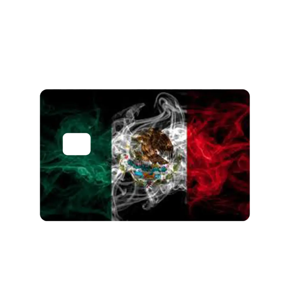 Custom Adhesive Mexico Flag Credit Card Stickers - High-Quality, Waterproof, Stain-Resistant Vinyl, Moisture-Ready, Kitchenproof Use, Bathroom-Safe, Residue-Free Lift