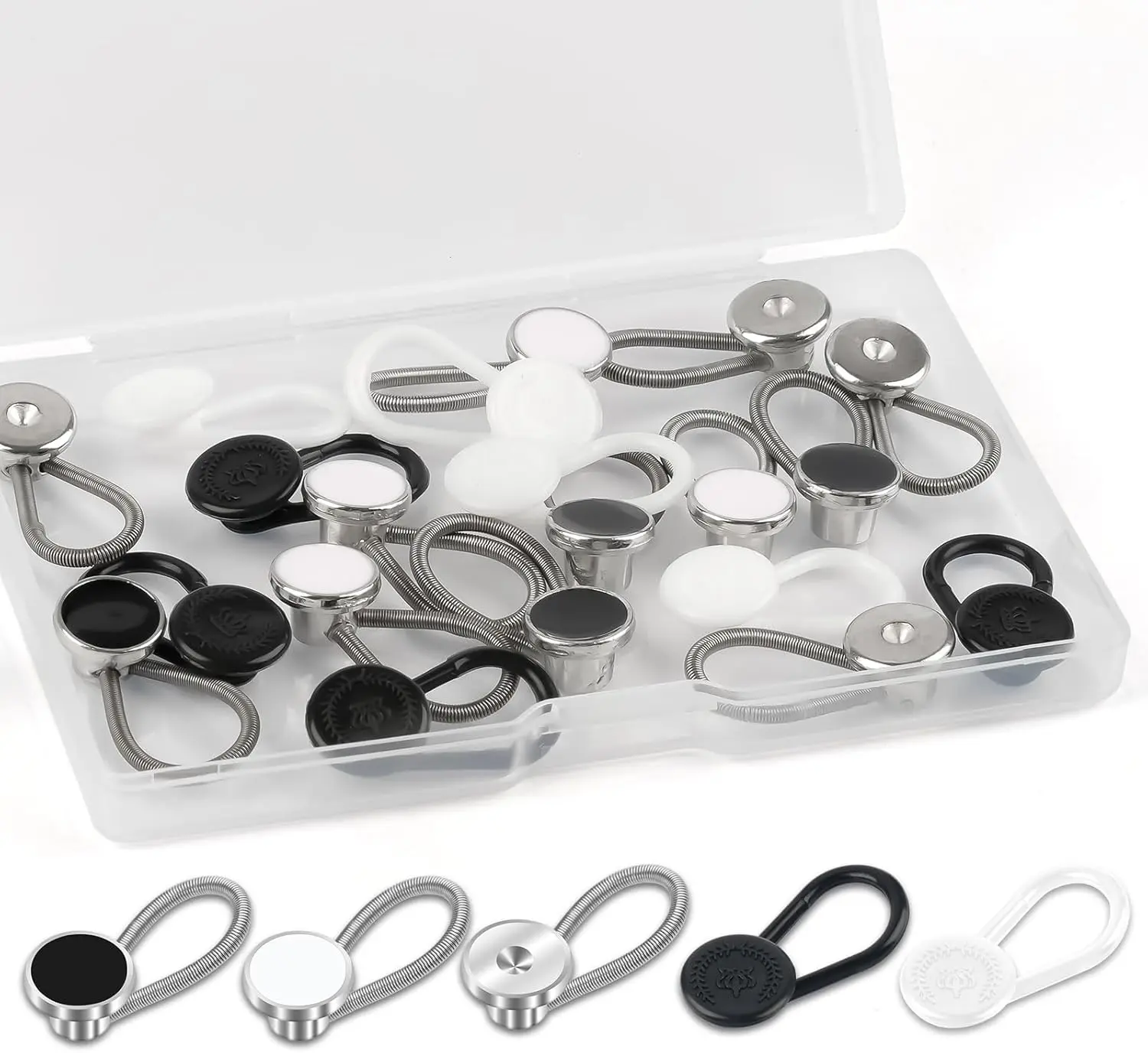 20 Pcs 5 Styles Collar Extenders for Mens Shirts, Elastic Neck Extenders/Button Extender for Dress Shirts, Tie, Suit Accessories Men for 1/2 Size Expansion of Men Dress Shirts