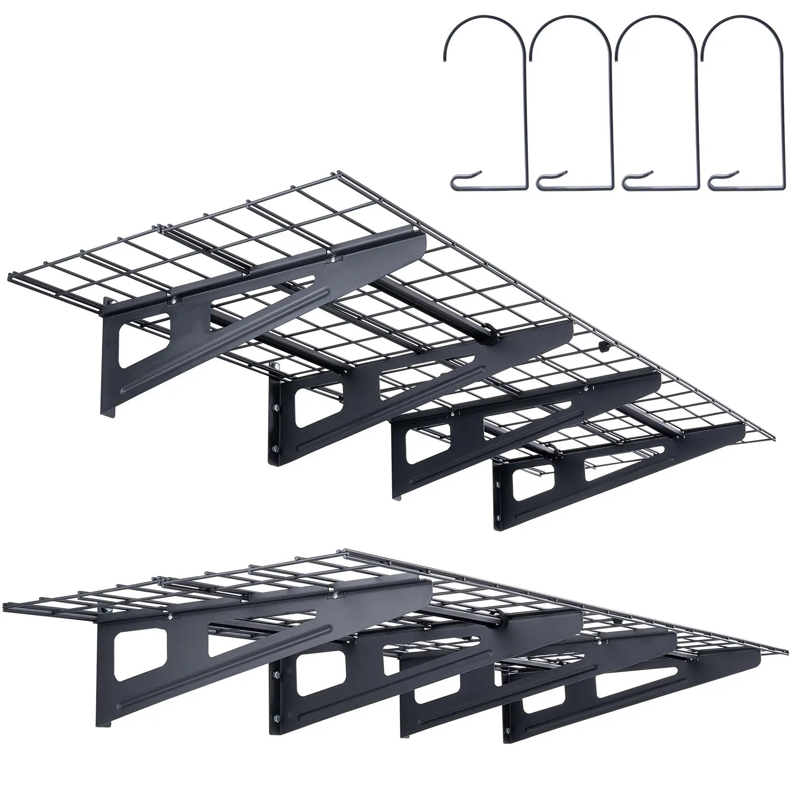【Summerfinds】VEVOR Garage Storage Shelving, 2 Pack, 6 x 2 ft Heavy Duty Garage Shelves Wall Mounted, 1000 lbs Load Capacity(Total) Garage Storage Rack Floating Shelves, Suitable for Shop, Shed, Garage Storage Hanging Installation
