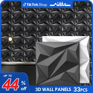 Nitte 33pcs PVC 3D Wall Panels, 11.8"x11.8" (30cmx30cm), for Living Room, Bedroom, Kitchen, TV Background, Feature Wall, Logo Decor 3d wall panel Modern Interior Easy Installation – Adhesive Required (Not Included)