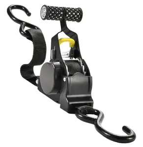 Heavy Duty Retractable Ratchet Tie Down Strap | 1in x 11ft Self Retracting Ratchet Strap with S Hooks for Truck Trailer ATV Motorcycle Cargo Securement