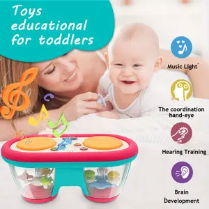 Children Musical Drum Toy Rotating Clap Drum Music Sensory Toys With Colorful Flash Light Instrument,Kids Ideal Birthday Gift