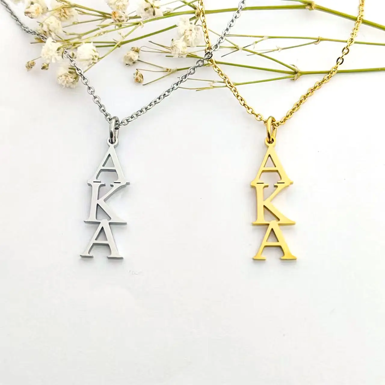 AKA Vertical Greek Letter Necklace