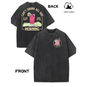 Holafish Unisex Heavyweight Washed Graphic Tee Vintage Distressed Print Soft Breathable Crewneck T-Shirt