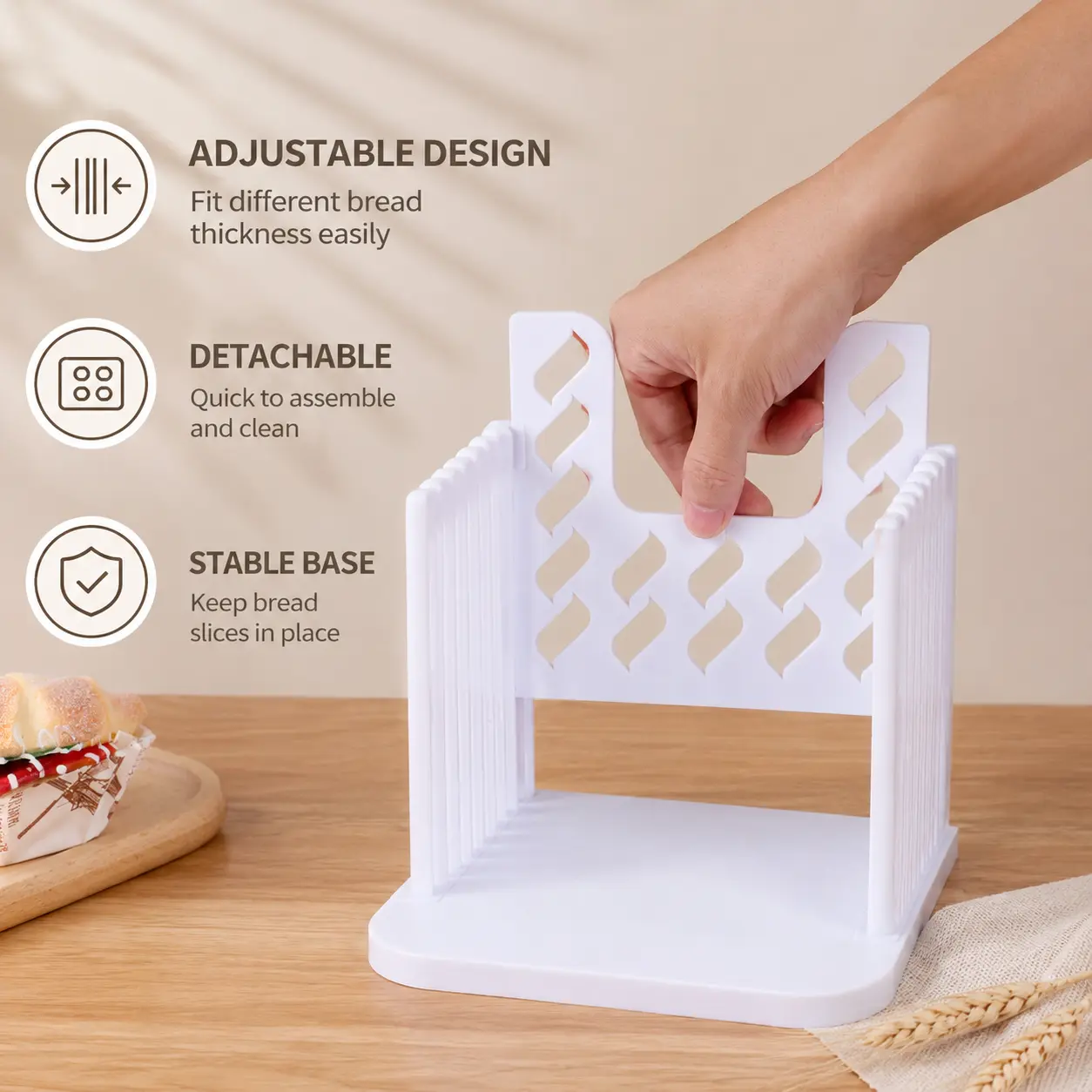 1 Count, Bread Slicer Detachable Easy Assembly Guide Stand for Evenly Slicing Homemade Toast Home Kitchen Baking Tool