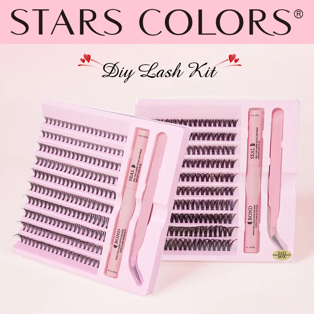 Beginner-Friendly Cluster Lashes Kit with Bond & Seal Glue, Tweezers, Natural Black Individual False Lashes for Makeup & Eyelash Extensions