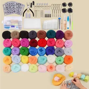 40 Colors Needle Felting Kits, Needle Felting Supplies with Tools, Felt Kits with Needles, Storage Bag for DIY Handcrafts Decoration, Suitable for Needle Felting, Dry Felting, Jewelry Making, Dryer Balls