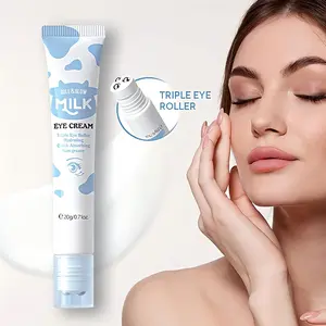 Milk Glow Eye Cream with Massager Roller Hydrating and Moisturizing Skin Firming Eye Care for Smooth and Delicate Eye Area