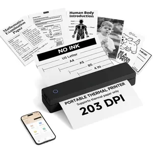 Inkless Portable Printer  for Travel,Thermal Printer Supports 8.5" x 11"  Letter&A4&A5,Compatible with iOS,Android, Laptop, MT620,203 DPI,Black