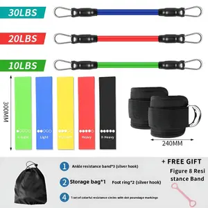 Ankle Resistance Bands Set with Cuffs for Leg & Butt Workout - Glute, Hip, Kickback Training Equipment, Includes Ankle Strap and Figure 8 Band