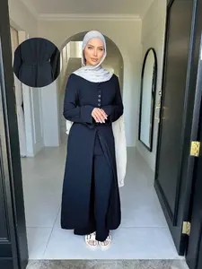 Women's Long Sleeve Loose Fit Plain Tunic Top & Pants Set, Casual Daily Wear, All Season Modest, Comfortable Stylish Design, Abaya Hijab Set