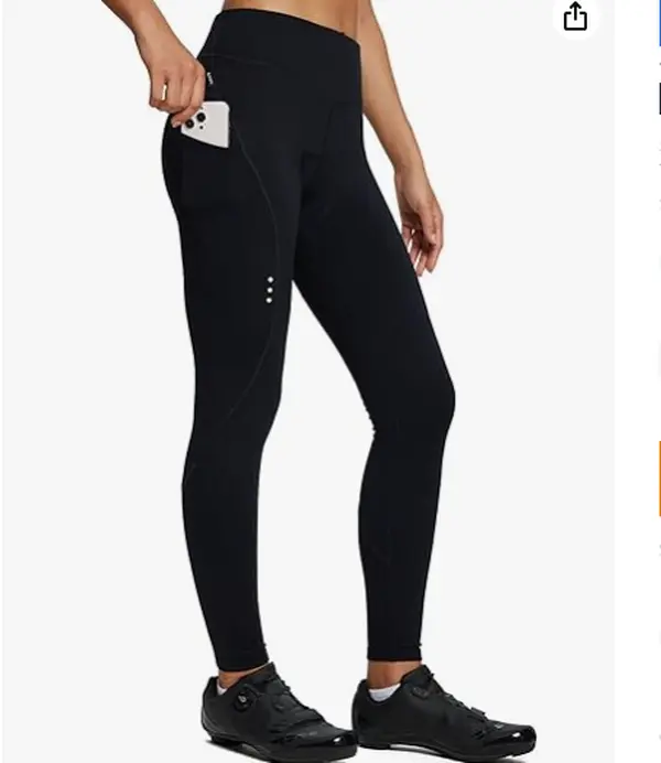 baleaf Women's Fleece Lined Cycling Pants, 4D Padded Thermal Bike Leggings for Winter, Water Resistant with Pockets, Gym Fitness Leggings