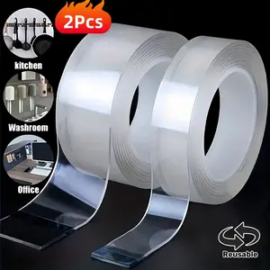 2 Pieces Super Strong Tape, Reusable High Strength, No Residue, Waterproof, Ideal for Home Office Car Crafts, Holiday Decorations