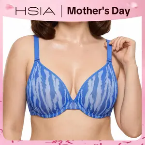 HSIA Zebra Wild Print and Solid Plus Size Bra Soft Sheer Mesh Comfortable Underwire Support No Padding Full Coverage Minimizer Bra Sexy Transparent Breathable Everyday Bra For Full Bust Convertible Multiway Bras