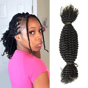 YGwigs Springy Twist Afro Kinky Curly Human Hair Extensions Natural Black