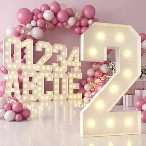 4FT Light Up Numbers & Letters 0-9 & A-Z, Assembly Required, 4FT/48in LED Warm Paper Foam Marquee Numbers & Letters for First Birthday Party Birthdays Graduation Party Anniversary Wedding Proposal Baby Shower#summerwins