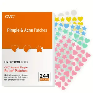 CVC Cute Star Pimple Patches 244 Hydrocolloid Acne Stickers with Tea Tree Oil Salicylic Acid & Cica for Gentle Non-Irritating Skin Repair