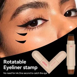 Double Head Rotary Eyeliner Stamp Pen, Waterproof Liquid Eyeliner - Waterproof and Anti-smudge Quick Drying Formula, easy to use, available in black and brown, perfect for beginners, compact and portable