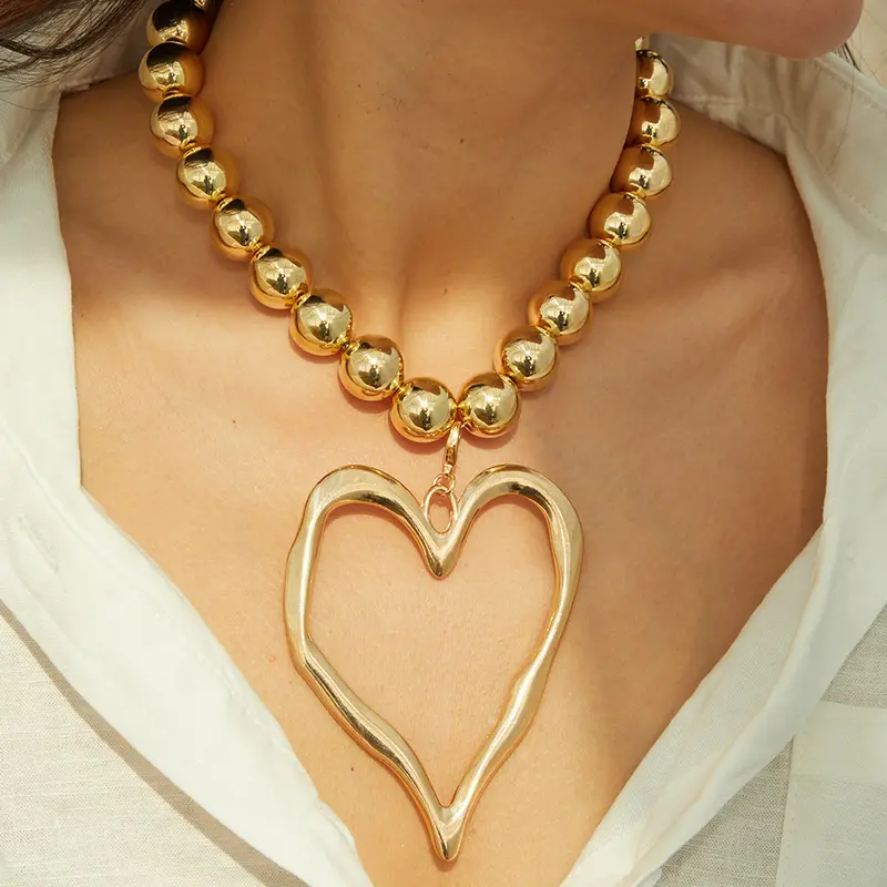Women's Minimalist Vintage Beaded Dainty Necklace - Zinc Alloy Metal Boho Heart Design Jewelry with 1 Artificial Pearl, Casual Elegant School/Party Wear Costume Necklaces in Box
