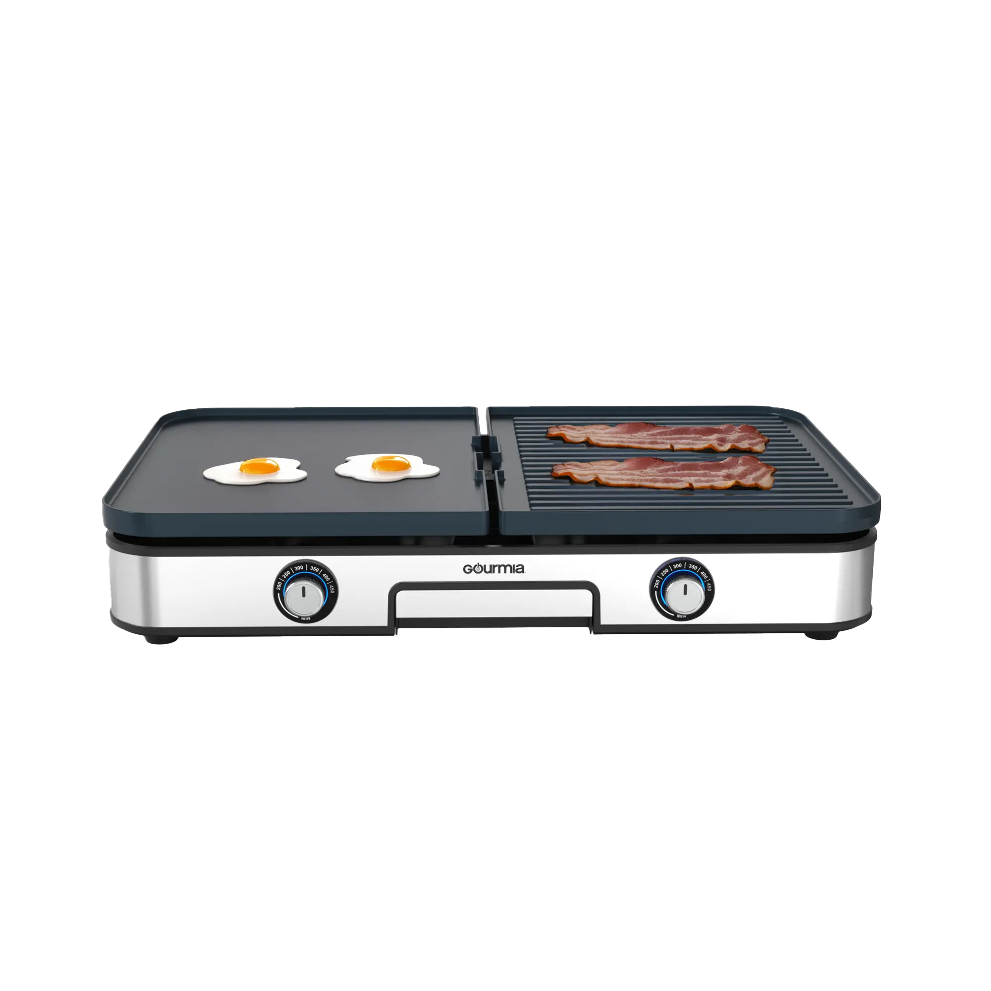 Gourmia Extra Large 3-in-1 Electric Grill & Griddle with Dual Zones Large Surface PFAS-Free Dishwasher Safe Reversible Ceramic Plates 1700W 12.5" D x 19" W x 4" H