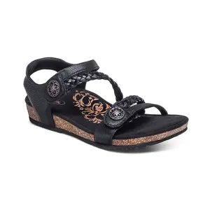 Jillian Braided Quarter Strap Sandal - Black