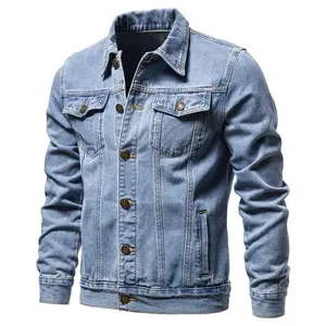 2025AutumnMenSolidDenimJacketsFashionMotorcycleVintageJeansJacketsHommesSlimFitCottonCasualBlackBlueCoats