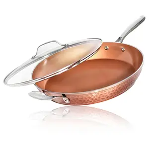 Gotham Steel Hammered 14" Nonstick Family Fry Pan with Lid