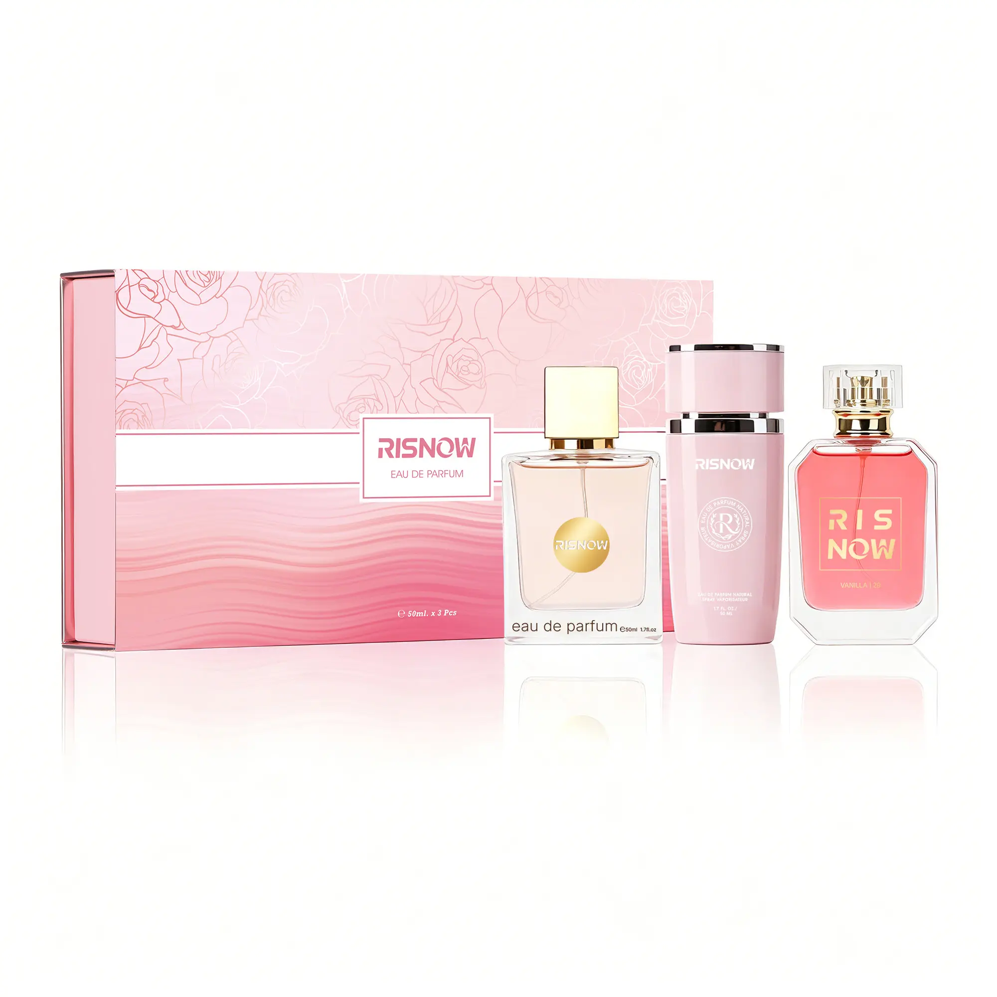 RISNOW Women's 3-Scent Fragrance Set - Citrus, Fruity Long-Lasting Eau de Parfum, Multi-Vial Fragrance Collection Gift Box for Date, Daily Wear, Fragrance Sets, Travel Size