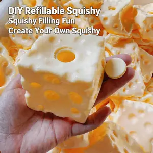 Realistic Cheese Squishy Skin for DIY Filling – Jumbo Refillable Cheese Squishy Shell, Viral Squishy Skin for Vaseline, Slime, Coconut Oil& Cream Squishy, Satisfying Stress Relief Toy